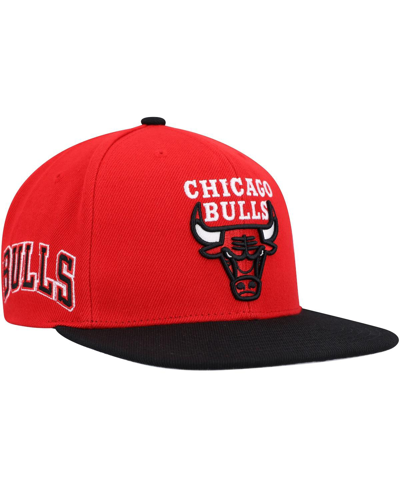 Mitchell & Ness Men's  Red, Black Chicago Bulls Side Core 2.0 Snapback Hat In Red,black