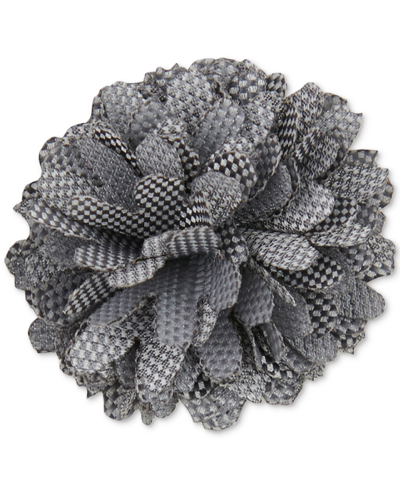 Construct Con.struct Men's Ceremony Satin Checkerboard Flower Lapel Pin, Created For Macy's In Smoke