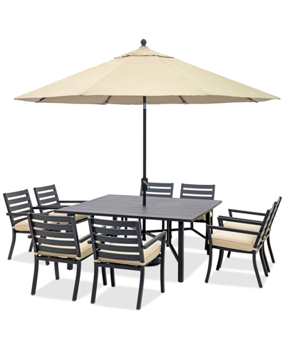 Shop Agio Astaire Outdoor 9-pc Dining Set (64" Square Table + 8 Dining Chairs) In Straw Natural