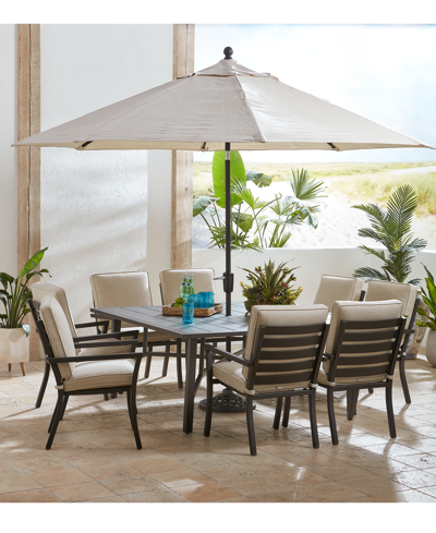 Shop Agio Astaire Outdoor 9-pc Dining Set (64" Square Table + 8 Dining Chairs) In Straw Natural