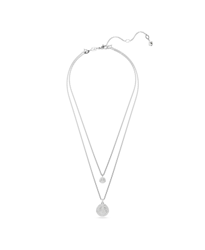 Shop Swarovski White, Rhodium Plated Or Rose-gold Tone Or Gold-tone Meteora Layered Pendant Necklace In Silver