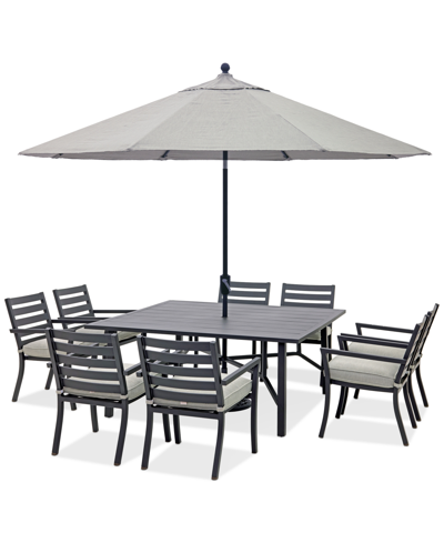 Shop Agio Astaire Outdoor 9-pc Dining Set (64" Square Table + 8 Dining Chairs) In Oyster Light Grey