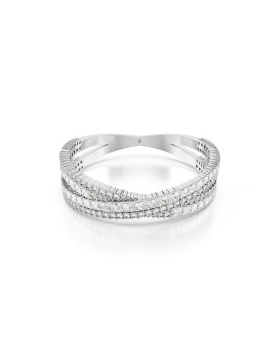 Shop Swarovski Mixed Cuts, Infinity, White, Rhodium Plated Hyperbola Cuff Bracelet In Silver