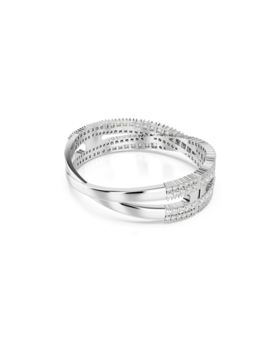 Shop Swarovski Mixed Cuts, Infinity, White, Rhodium Plated Hyperbola Cuff Bracelet In Silver