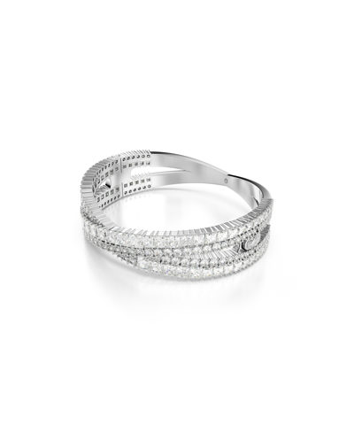 Shop Swarovski Mixed Cuts, Infinity, White, Rhodium Plated Hyperbola Cuff Bracelet In Silver
