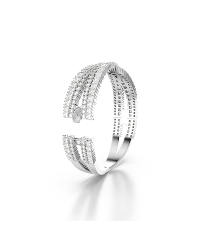 Swarovski Mixed Cuts, Infinity, White, Rhodium Plated Hyperbola Cuff Bracelet In Silver