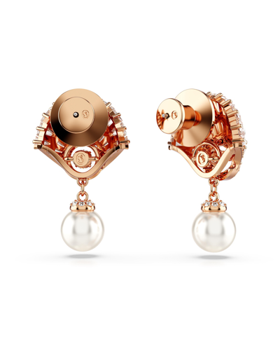 Swarovski Idyllia E Pierced Earrings Drop Pearl Sd Rose Gold Shiny White In Rose Gold