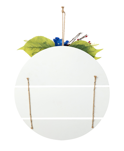 Glitzhome 14" D Patriotic, Americana Wooden Round Sign Door Hanger In Multi