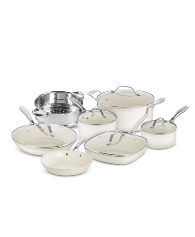 Shop Gotham Steel Natural Collection Ceramic Coating Non-stick 12-piece Cookware Set In Cream