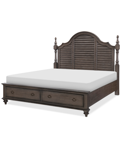 Macy's Mandeville Louvered Queen Storage Bed In Brown