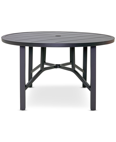 Agio Astaire 60" Round Outdoor Slat Top Dining Table, Created For Macy's In Dark Brown Aluminum