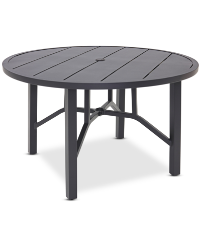 Agio Astaire 60" Round Outdoor Slat Top Dining Table, Created For Macy's In Dark Brown Aluminum