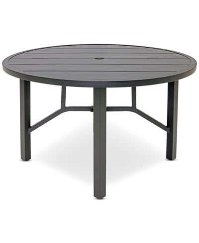 Agio Astaire 60" Round Outdoor Slat Top Dining Table, Created For Macy's In Dark Brown Aluminum