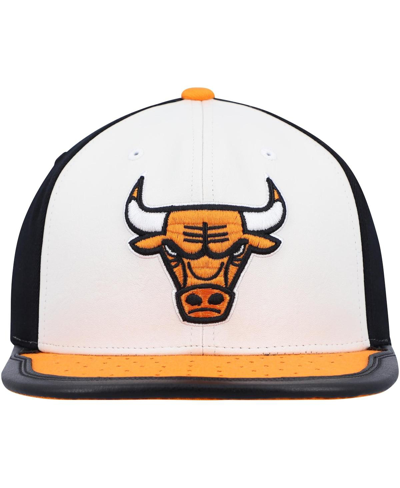 Mitchell & Ness Men's  White And Orange Chicago Bulls Day One Snapback Hat In White,orange