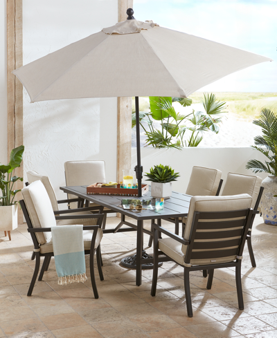 Agio Astaire Outdoor 7-pc Dining Set (84x42" Table + 4 Dining Chairs + 2 Swivel Chairs), Created For Macy In Oyster Light Grey