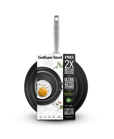 Shop Gotham Steel Professional 2x Hard Anodized Ultra Ceramic 10" And 12" Frying Pans In Black