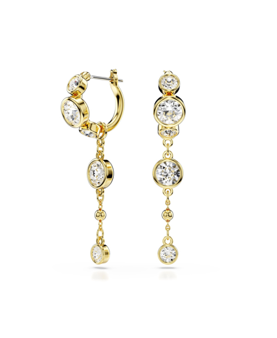 Shop Swarovski Round Cut, White, Mixed Metal Finish Imber Drop Earrings In Gold