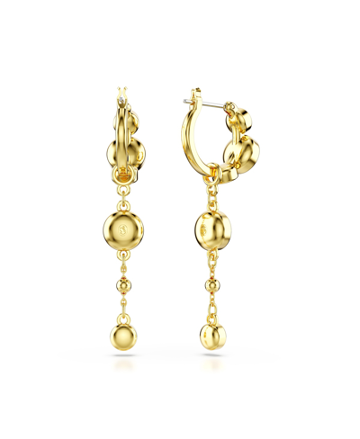 Swarovski Round Cut, White, Mixed Metal Finish Imber Drop Earrings In Gold
