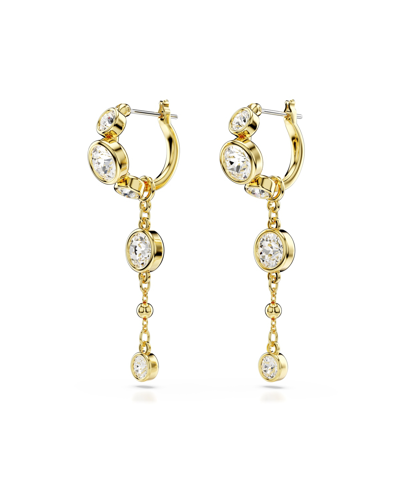 Swarovski Round Cut, White, Mixed Metal Finish Imber Drop Earrings In Gold