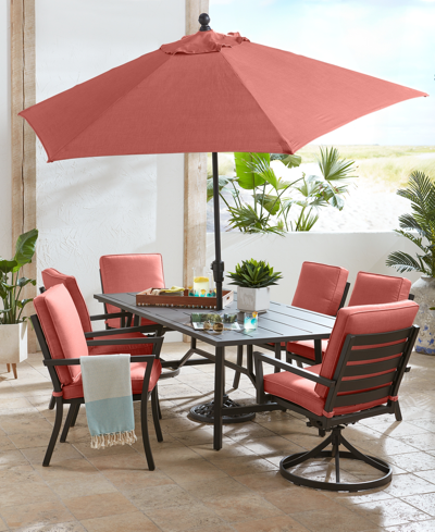 Shop Agio Astaire Outdoor 7-pc Dining Set (84x42" Table + 4 Dining Chairs + 2 Swivel Chairs) In Straw Natural