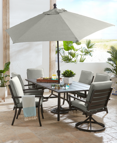 Shop Agio Astaire Outdoor 7-pc Dining Set (84x42" Table + 4 Dining Chairs + 2 Swivel Chairs) In Straw Natural