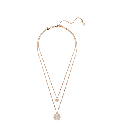 Shop Swarovski White, Rhodium Plated Or Rose-gold Tone Or Gold-tone Meteora Layered Pendant Necklace In Rose Gold