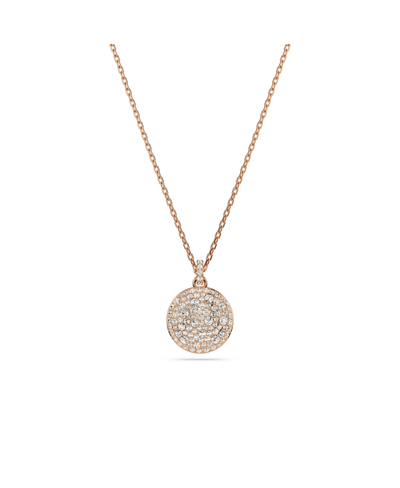 Shop Swarovski White, Rhodium Plated Or Rose-gold Tone Or Gold-tone Meteora Layered Pendant Necklace In Rose Gold