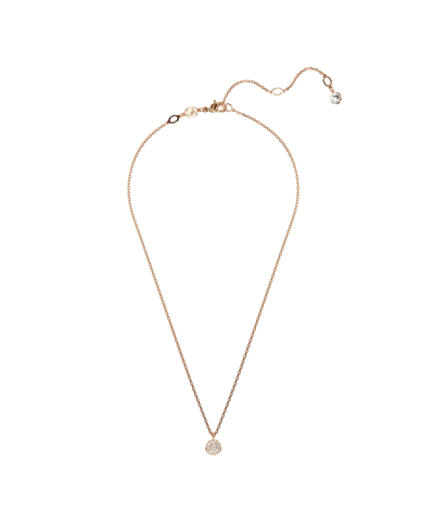 Shop Swarovski White, Rhodium Plated Or Rose-gold Tone Or Gold-tone Meteora Layered Pendant Necklace In Rose Gold