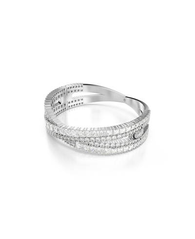 Shop Swarovski Infinity, White, Rhodium Plated Hyperbola Cuff Bracelet In Silver