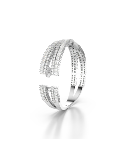 Shop Swarovski Infinity, White, Rhodium Plated Hyperbola Cuff Bracelet In Silver