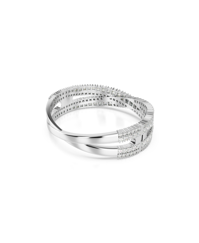 Swarovski Mixed Cuts, Infinity, White, Rhodium Plated Hyperbola Cuff Bracelet In Silver