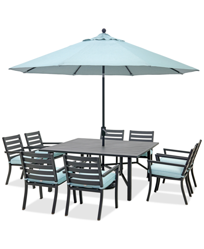 Agio Astaire Outdoor 7-pc Dining Set (84x42" Table + 4 Dining Chairs + 2 Swivel Chairs), Created For Macy In Spa Light Blue