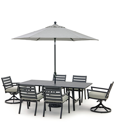 Shop Agio Astaire Outdoor 7-pc Dining Set (84x42" Table + 4 Dining Chairs + 2 Swivel Chairs) In Oyster Light Grey