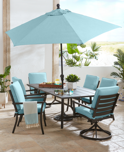Agio Astaire Outdoor 7-pc Dining Set (84x42" Table + 4 Dining Chairs + 2 Swivel Chairs), Created For Macy In Oyster Light Grey
