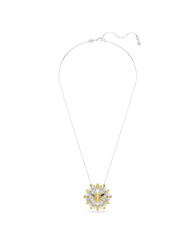 Shop Swarovski Flower, Long, Yellow, Rhodium Plated Idyllia Pendant Necklace