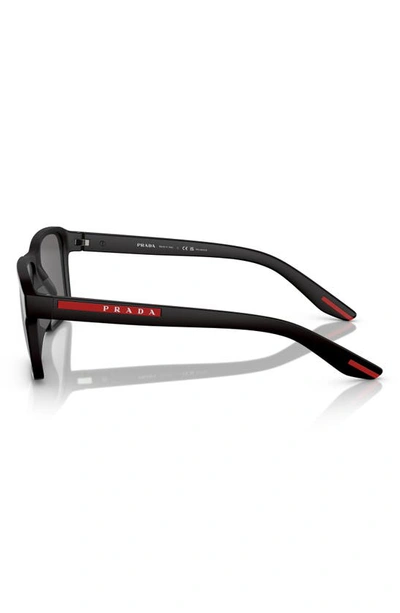Prada 58mm Polarized Rectangular Sunglasses In Rubber Black