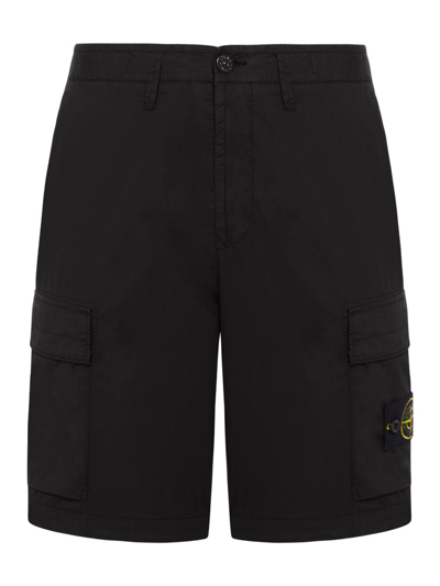 Shop Stone Island Logo Patch Bermuda Shorts In Black