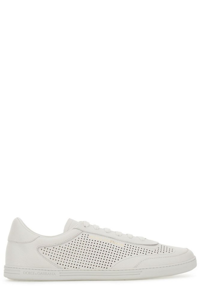 Shop Dolce & Gabbana Perforated Tropez Sneakers In White