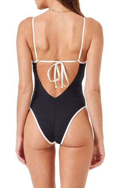 Shop L*space Devi Colorblock Twist Front One-piece Swimsuit In Black/ Cream