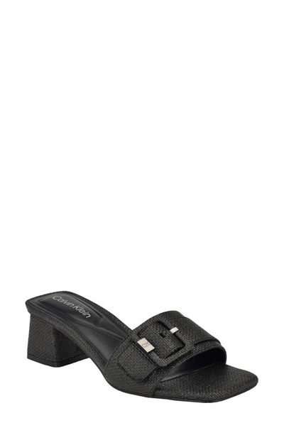 Shop Calvin Klein Ariella Slide Sandal In Black Woven