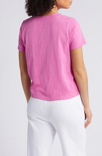 Shop Eileen Fisher V-neck Organic Cotton T-shirt In Tulip
