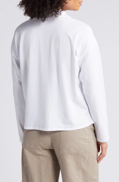 Shop Eileen Fisher Boxy Long Sleeve Johnny Collar Top In White