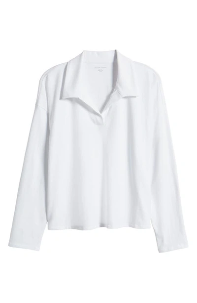Shop Eileen Fisher Boxy Long Sleeve Johnny Collar Top In White