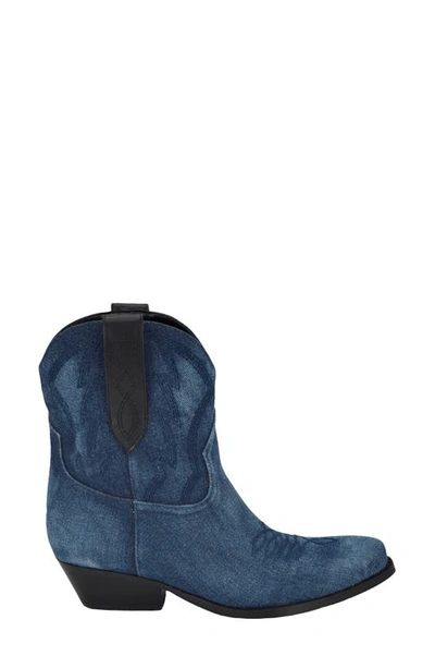 Shop Guess Ginette Western Boot In Medium Blue