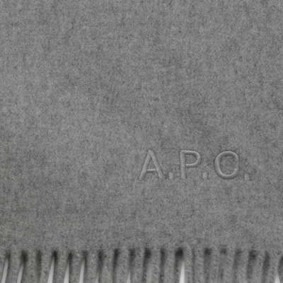 Shop Apc A.p.c. Ambroise Brodée Grey Virgin Wool Scarf