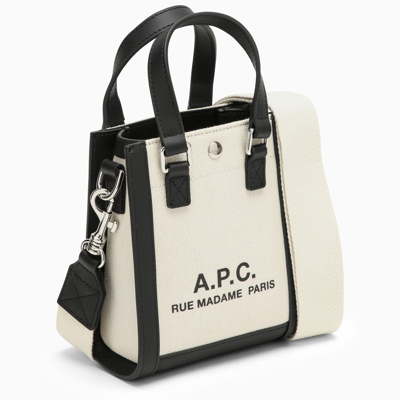Shop Apc A.p.c. Camille 2.0 Beige/black Cotton And Linen Tote Bag