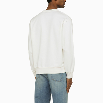 Shop Apc A.p.c. Logoed White/red Crewneck Nolan Sweatshirt