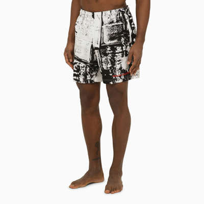 Shop Alexander Mcqueen Alexander Mc Queen Abstract Print Swim Shorts With Logo