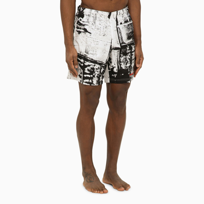 Shop Alexander Mcqueen Alexander Mc Queen Abstract Print Swim Shorts With Logo