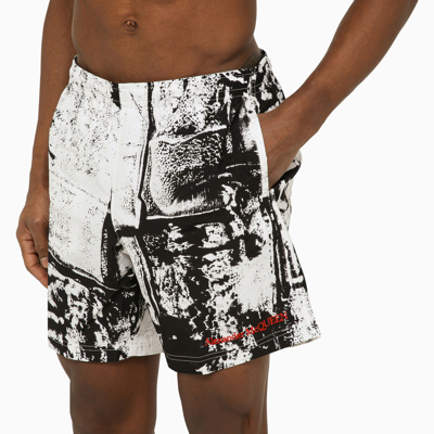 Shop Alexander Mcqueen Alexander Mc Queen Abstract Print Swim Shorts With Logo